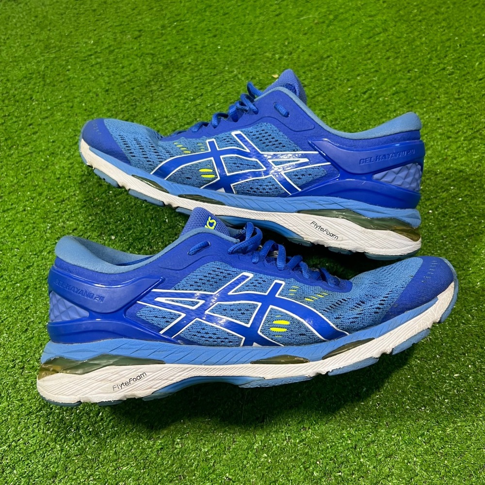 Asics Gel Kayano 24 Mens Running Shoes Blue White Yellow Stability T7A4N